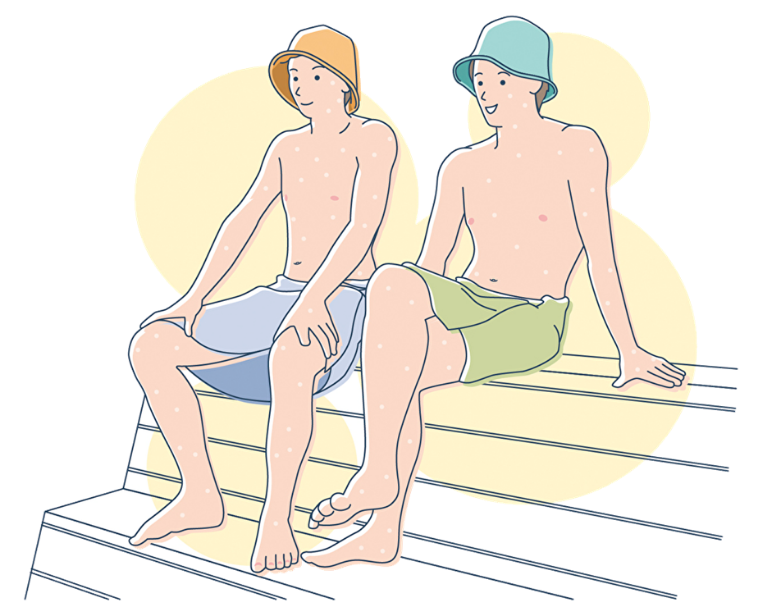 サウナに入っている男性